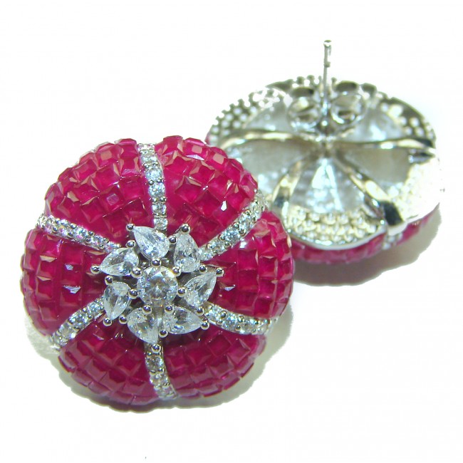 Born to Glam floral-inspired authentic Ruby .925 Sterling Silver handcrafted earrings