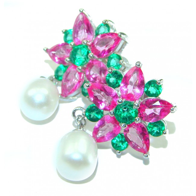 Blooming Orchid Pearl Pink Topaz .925 Sterling Silver handcrafted earrings