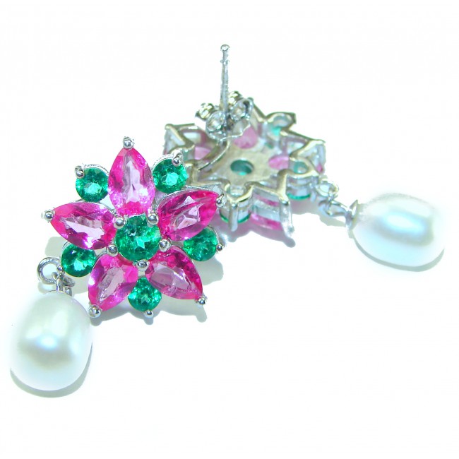 Blooming Orchid Pearl Pink Topaz .925 Sterling Silver handcrafted earrings