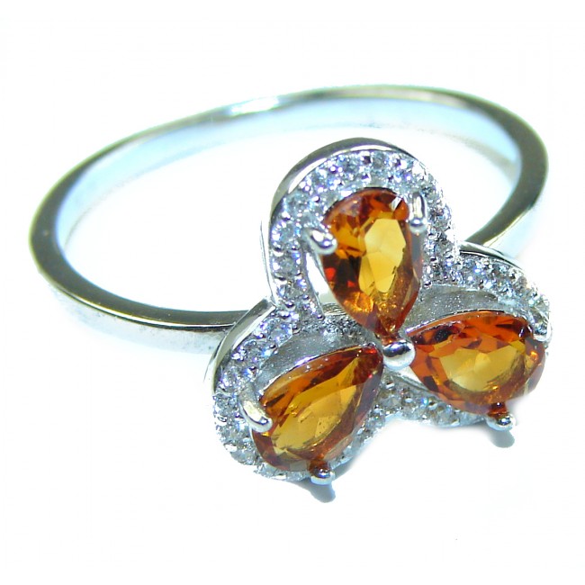 Authentic Citrine .925 Sterling Silver handmade Cocktail Ring s. 8 3/4