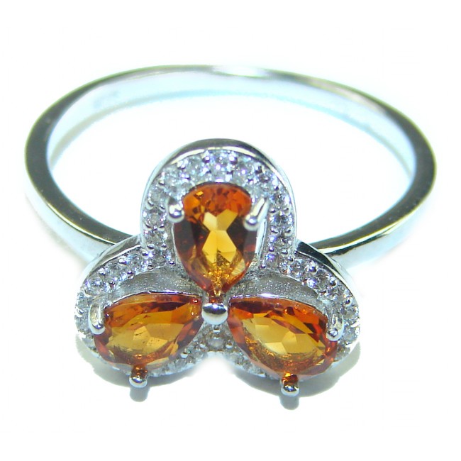 Authentic Citrine .925 Sterling Silver handmade Cocktail Ring s. 8 3/4