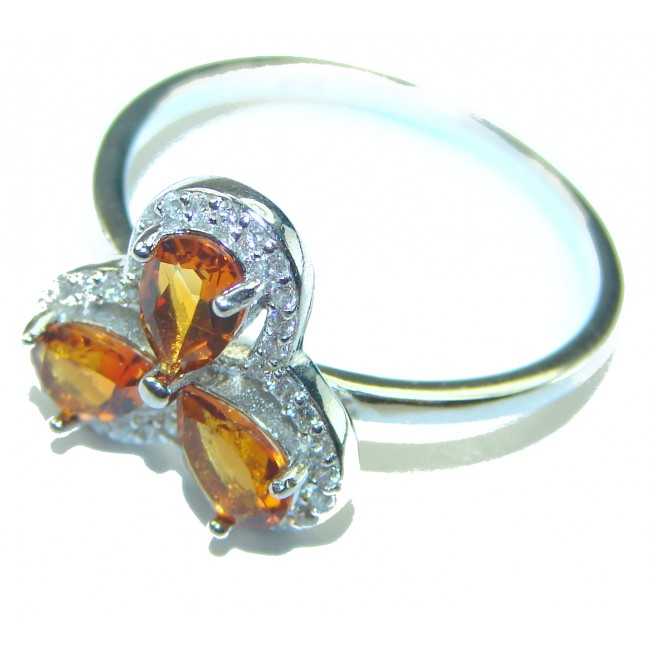 Authentic Citrine .925 Sterling Silver handmade Cocktail Ring s. 8 3/4