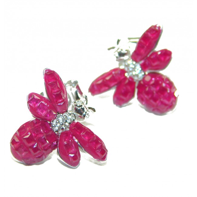 Real Beauty Ruby Bees .925 Sterling Silver handcrafted earrings