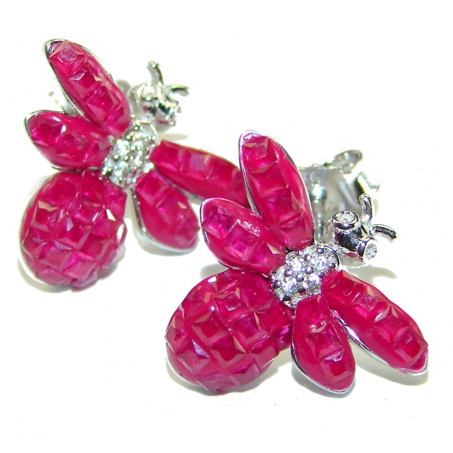 Real Beauty Ruby Bees .925 Sterling Silver handcrafted earrings