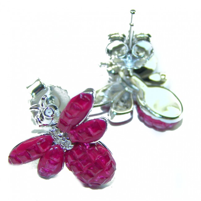 Real Beauty Ruby Bees .925 Sterling Silver handcrafted earrings