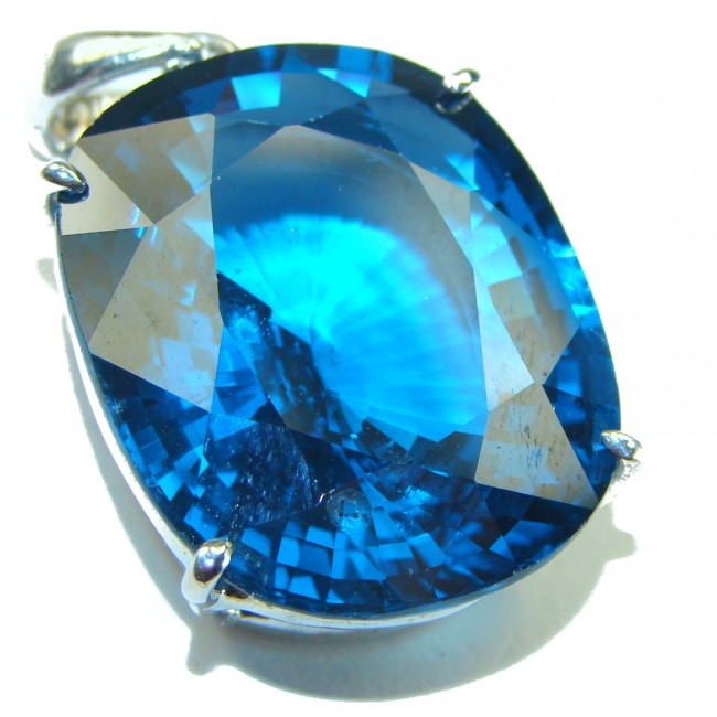 Pure Waterdrop 38.5 carat London Blue Topaz .925 Sterling Silver handmade Pendant