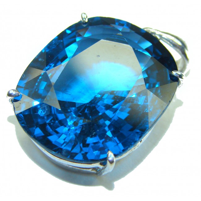 Pure Waterdrop 38.5 carat London Blue Topaz .925 Sterling Silver handmade Pendant