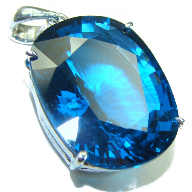 Pure Waterdrop 38.5 carat London Blue Topaz .925 Sterling Silver handmade Pendant