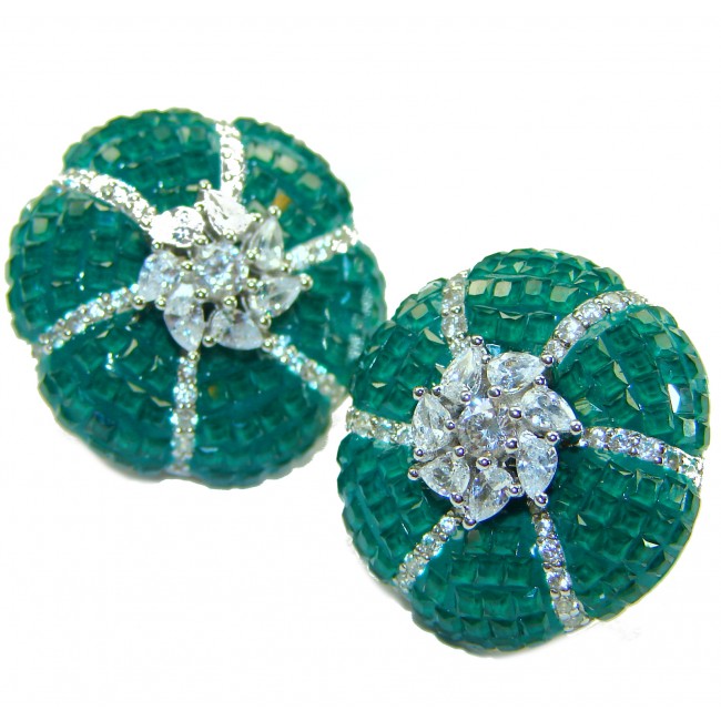 Born to Glam floral-inspired authentic Emerald .925 Sterling Silver handcrafted earrings