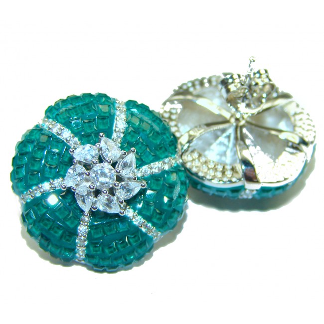 Born to Glam floral-inspired authentic Emerald .925 Sterling Silver handcrafted earrings