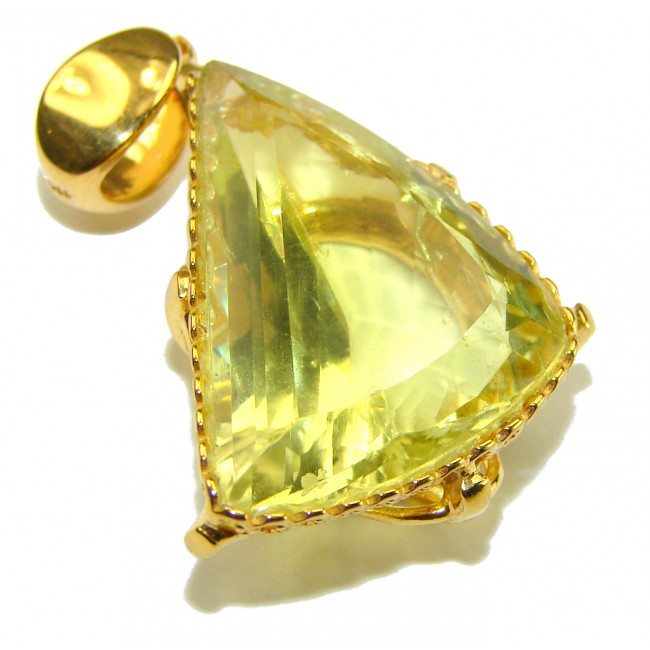 Authentic Golden Lemon Quartz 18K Gold over .925 Sterling Silver handmade Pendant