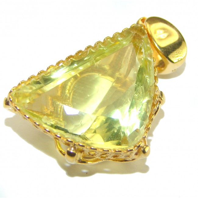 Authentic Golden Lemon Quartz 18K Gold over .925 Sterling Silver handmade Pendant