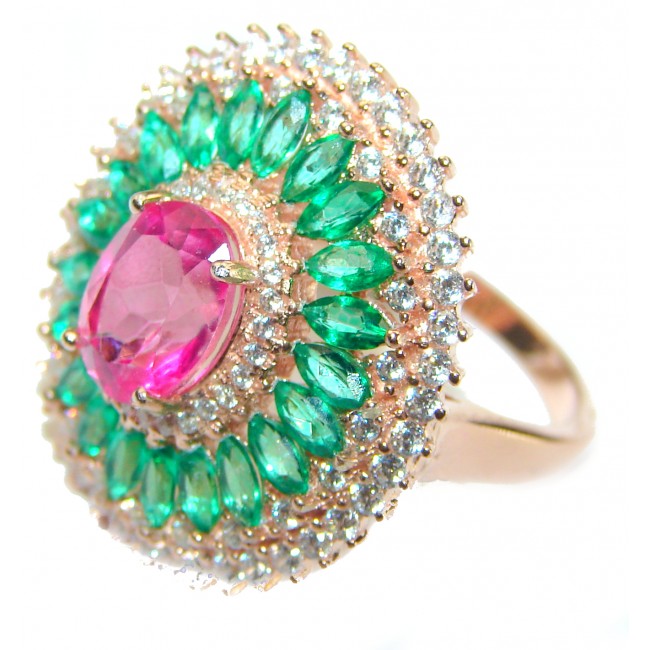 Beauty from Madagascar Pink Sapphire 18K Rose Gold over .925 Sterling Silver Ring s. 7 3/4