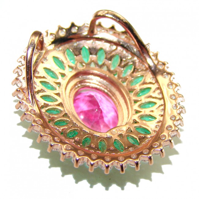 Beauty from Madagascar Pink Sapphire 18K Rose Gold over .925 Sterling Silver handcrafted pendant