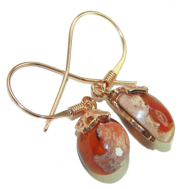 Unique Style Mexican Fire Opal 14K Gold over .925 Sterling Silver handcrafted Earrings