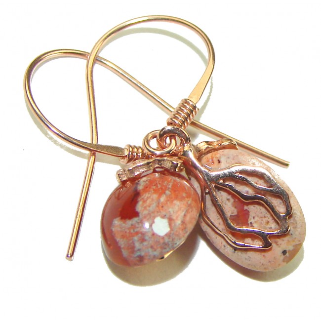 Unique Style Mexican Fire Opal 14K Gold over .925 Sterling Silver handcrafted Earrings