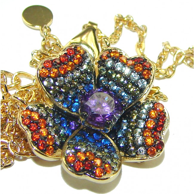 Lavish Lavender authentic Amethyst multicolor Sapphire 14K Gold over .925 Sterling Silver handcrafted necklace