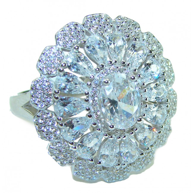 Radiant Femininity White Topaz .925 Sterling Silver handcrafted ring size 7 1/2