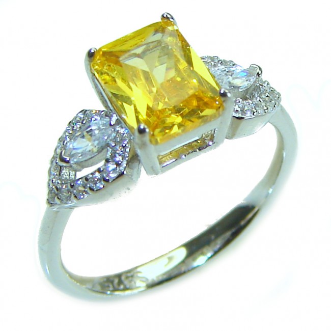 Luxurious 4.2 carat Citrine .925 Sterling Silver handmade Ring s. 6