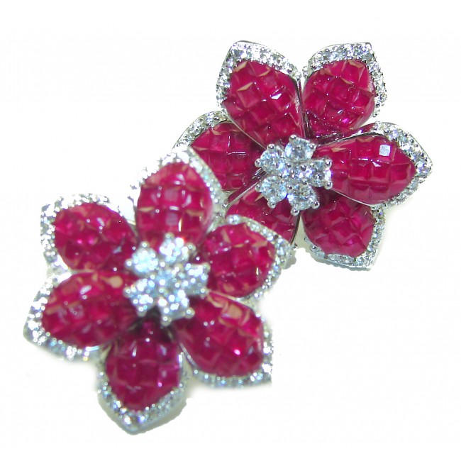 Born to Glam floral-inspired authentic Ruby .925 Sterling Silver handcrafted earrings