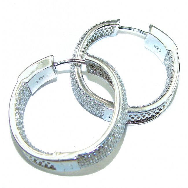 Precious genuine White Topaz .925 Sterling Silver hoop earrings