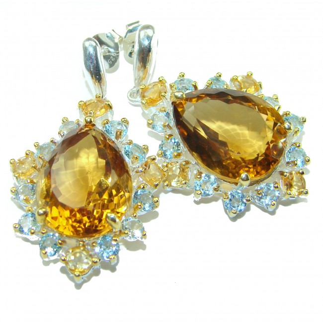 Golden Drops Topaz .925 Sterling Silver handcrafted Statement earrings