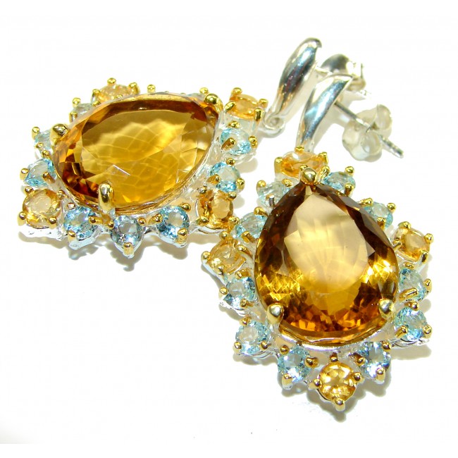 Golden Drops Topaz .925 Sterling Silver handcrafted Statement earrings