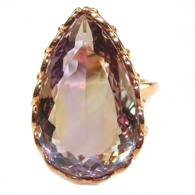 Purple Amethyst 14K Rose Gold over .925 Sterling Silver Handcrafted Large Ring size 8