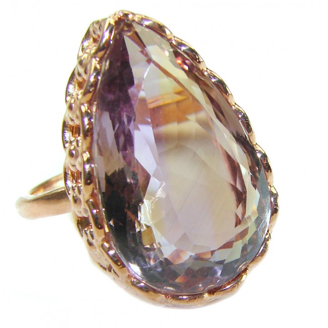 Purple Amethyst 14K Rose Gold over .925 Sterling Silver Handcrafted Large Ring size 8