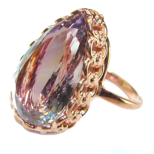 Purple Amethyst 14K Rose Gold over .925 Sterling Silver Handcrafted Large Ring size 8