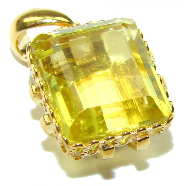 10.3 carat Lemon Quartz 14K Gold over .925 Sterling Silver handcrafted pendant