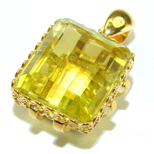 10.3 carat Lemon Quartz 14K Gold over .925 Sterling Silver handcrafted pendant