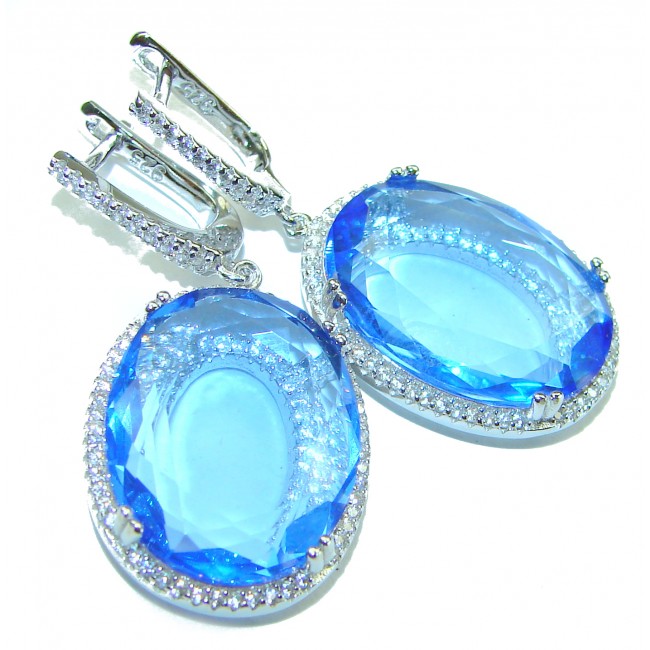 Eau Propre natural Blue Swiss Topaz .925 Sterling Silver handcrafted earrings