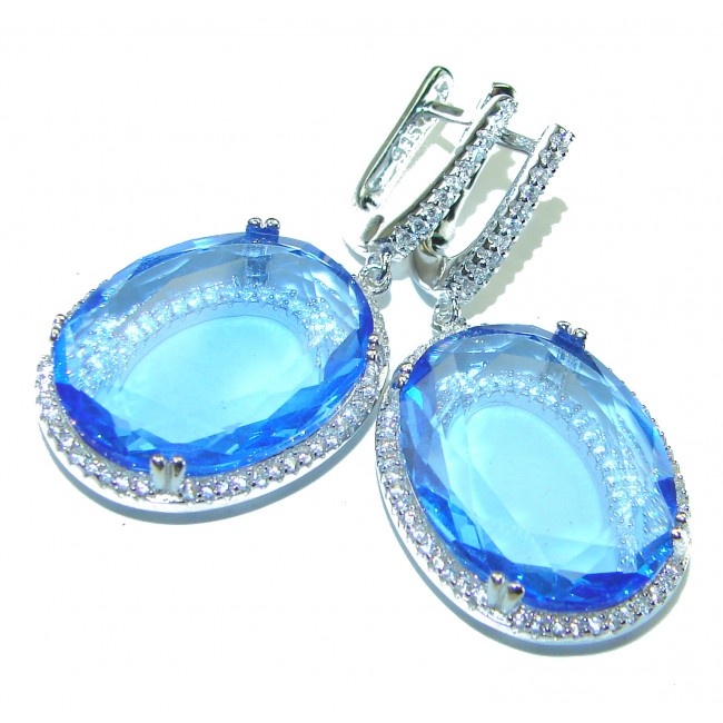 Eau Propre natural Blue Swiss Topaz .925 Sterling Silver handcrafted earrings