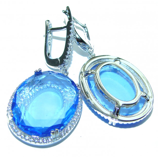 Eau Propre natural Blue Swiss Topaz .925 Sterling Silver handcrafted earrings