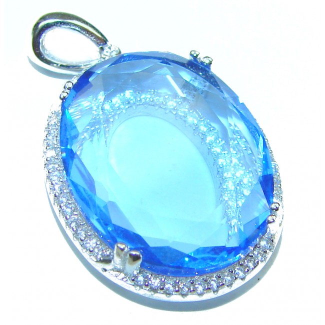 Eau Propre natural Blue Swiss Topaz .925 Sterling Silver handcrafted pendant