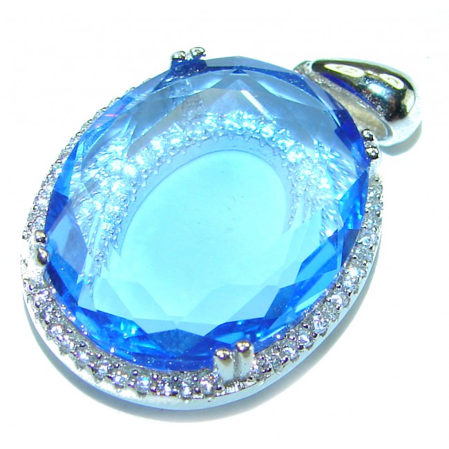 Eau Propre natural Blue Swiss Topaz .925 Sterling Silver handcrafted pendant