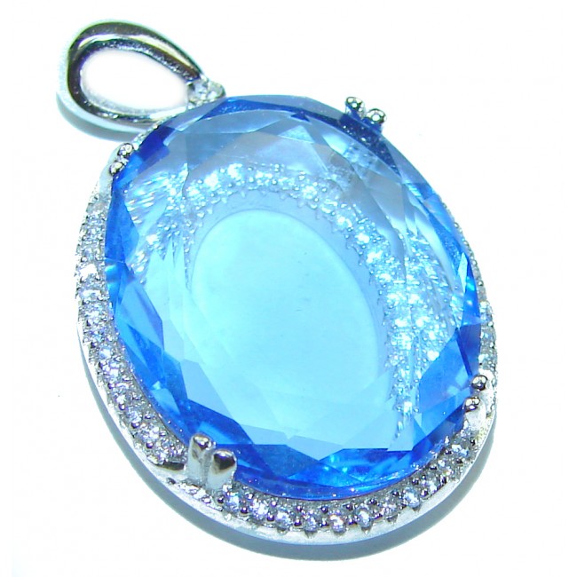 Eau Propre natural Blue Swiss Topaz .925 Sterling Silver handcrafted pendant