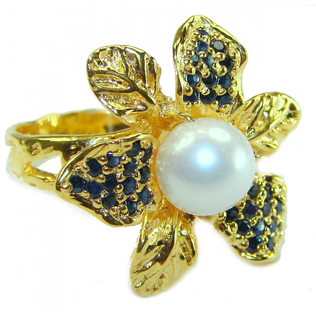 infinity authentic Pearl 18K Gold over .925 Sterling Silver brilliantly handcrafted ring s. 8 3/4