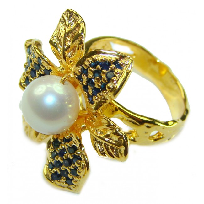 infinity authentic Pearl 18K Gold over .925 Sterling Silver brilliantly handcrafted ring s. 8 3/4