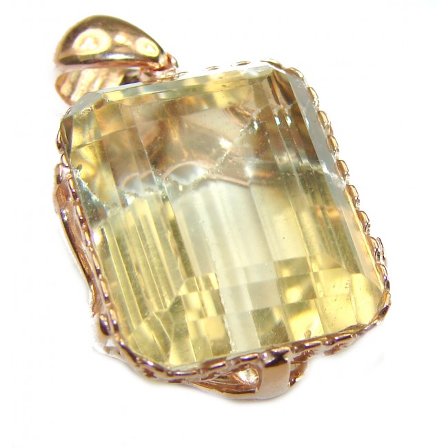 14.3 carat Lemon Quartz 14K Gold over .925 Sterling Silver handcrafted pendant