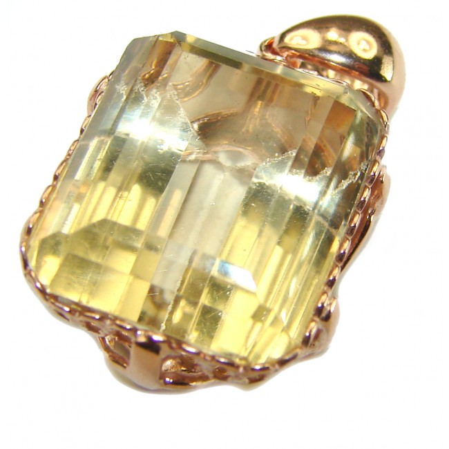 14.3 carat Lemon Quartz 14K Gold over .925 Sterling Silver handcrafted pendant