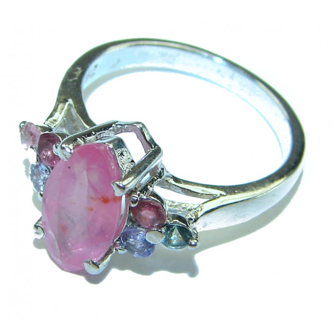 5.2 carat Great quality unique Ruby .925 Sterling Silver handcrafted Ring size 7