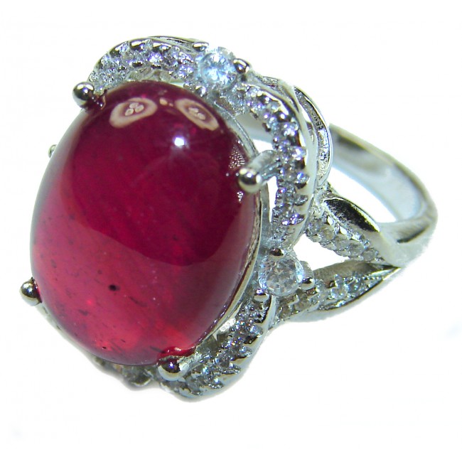 Red Brilliance 10.5 carat Ruby .925 Silver handcrafted Large Cocktail Ring s. 7 1/2