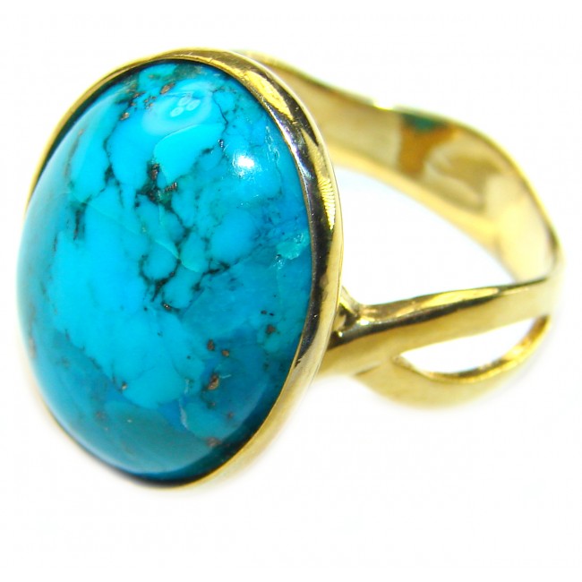 Authentic Parrot's Wing Chrysocolla 14K Gold over .925 Sterling Silver handcrafted ring size 8 3/4