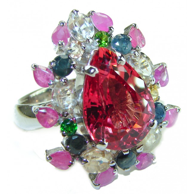 Beautiful Raspberry Topaz .925 Sterling Silver Ring size 9