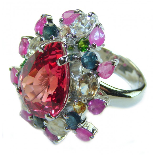 Beautiful Raspberry Topaz .925 Sterling Silver Ring size 9