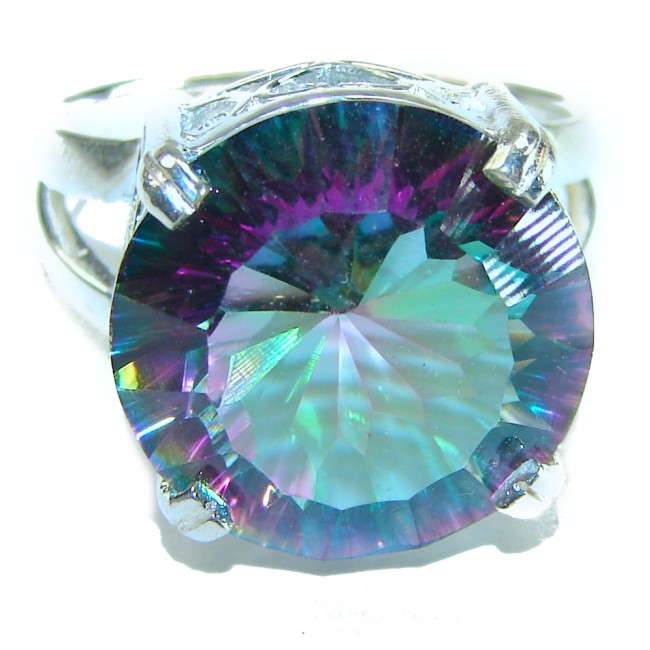 Fancy Mystic Topaz .925 Sterling Silver handcrafted ring size 8 3/4