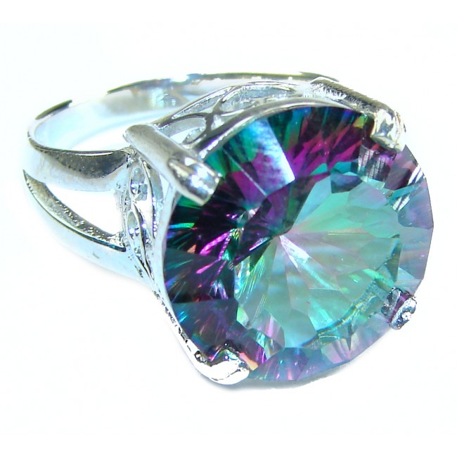 Fancy Mystic Topaz .925 Sterling Silver handcrafted ring size 8 3/4