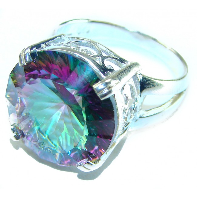 Fancy Mystic Topaz .925 Sterling Silver handcrafted ring size 8 3/4